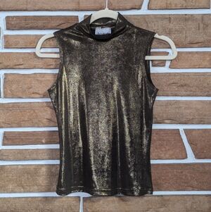 Vintage 00s Y2K Shimmering Gold Sleeveless Top. size small
